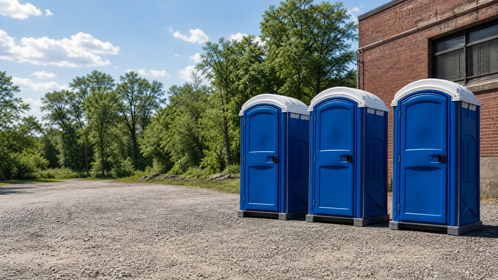 Clean portable restroom units prepared for rental planning in Worcester
